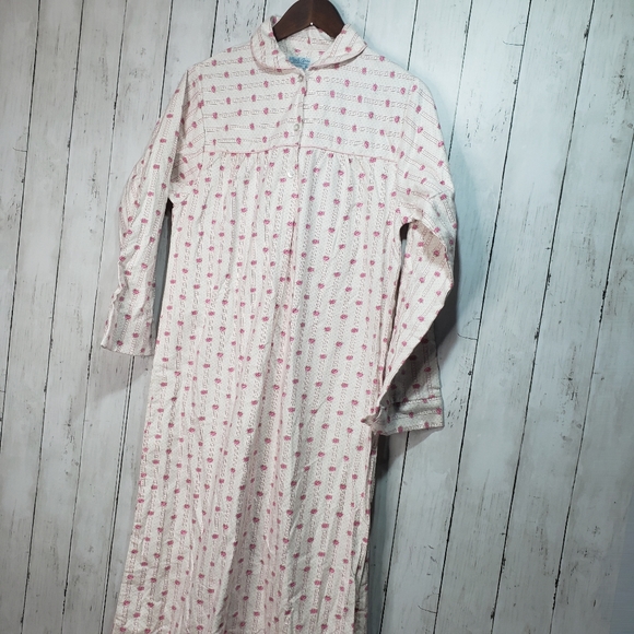 Vintage New! Deadstock Sheila Anne Floral Flannel Nightgown Medium Cottagecore - Picture 2 of 7